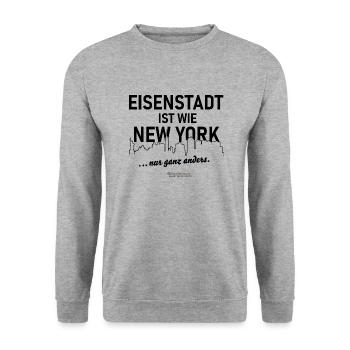 Eisenstadt ist wie New York - Unisex Pullover - Weißgrau meliert - Vorne - Alina (178cm) & Michal (187cm)
