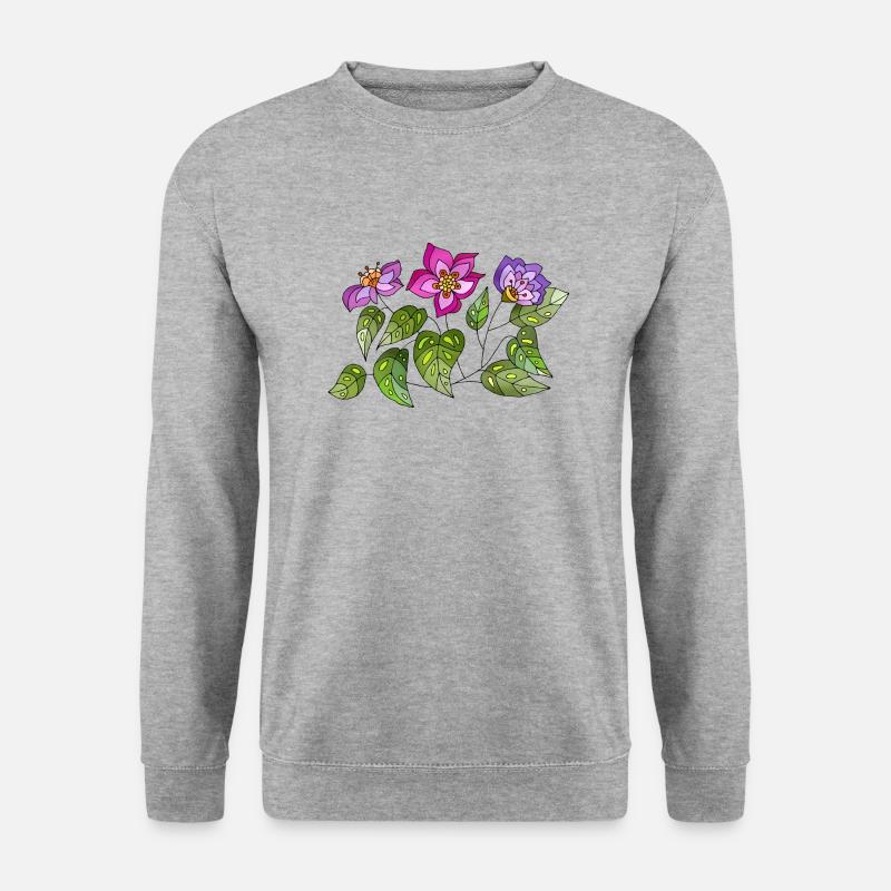 Blumen - Unisex Pullover - Weißgrau meliert