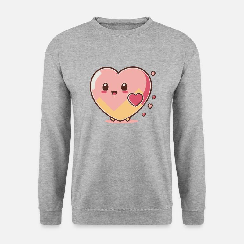 süßes Herz - Unisex Pullover - Weißgrau meliert