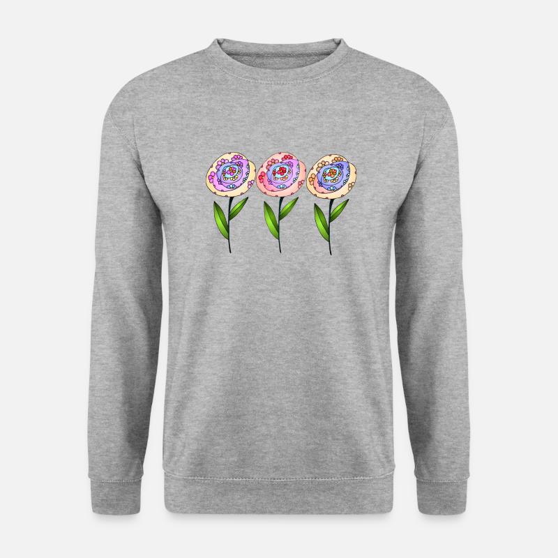 Blumen - Unisex Pullover - Weißgrau meliert