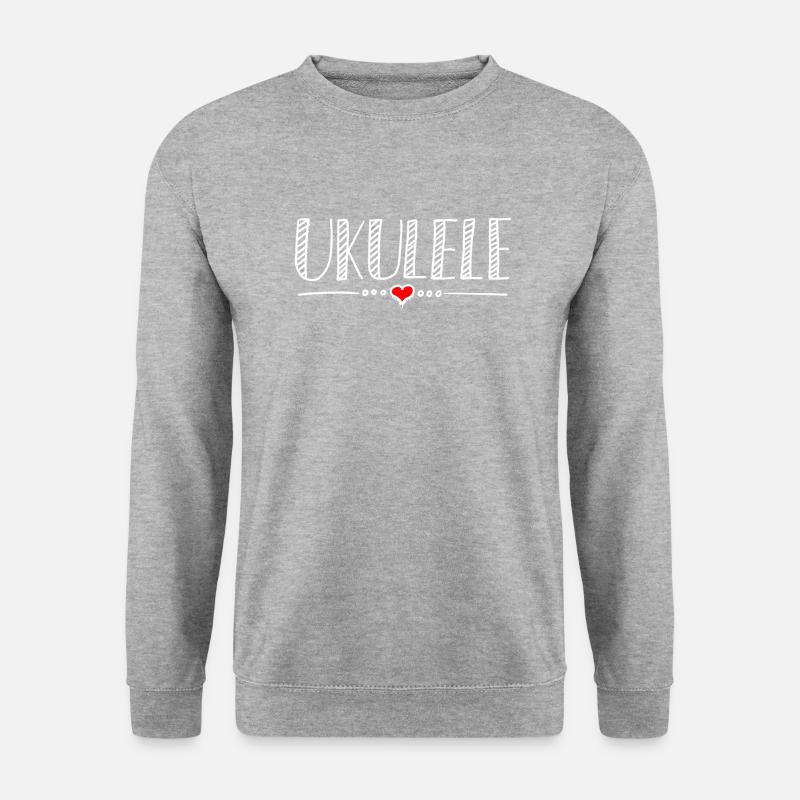 Ukulele heart Herz - Unisex Pullover - Weißgrau meliert