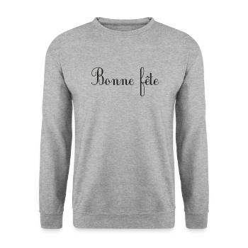 FÊTE DES PÈRES. BONNE FÊTE PAPA. PAPA. BONNE FÊTE - Sweat-shirt Unisexe - gris chiné - Devant - Alina (178cm) & Michal (187cm)