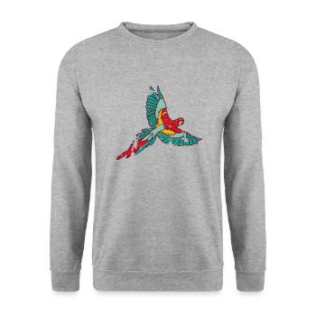 Papagei - Unisex Pullover - Weißgrau meliert - Vorne - Alina (178cm) & Michal (187cm)