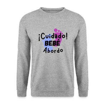 Care! Baby on board - Unisex Sweatshirt - salt & pepper - Front - Alina (178cm) & Michal (187cm)
