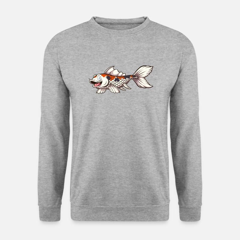 Niedlicher Koi-Karp-Fisch - Unisex Pullover - Weißgrau meliert