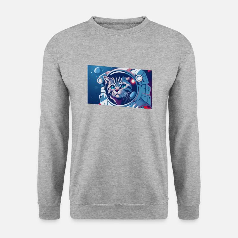 Chat astronaute dans l’espace - Sweat-shirt Unisexe - gris chiné