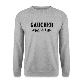 gaucher et fier de l'être - Sweat-shirt Unisexe - gris chiné - Devant - Alina (178cm) & Michal (187cm)
