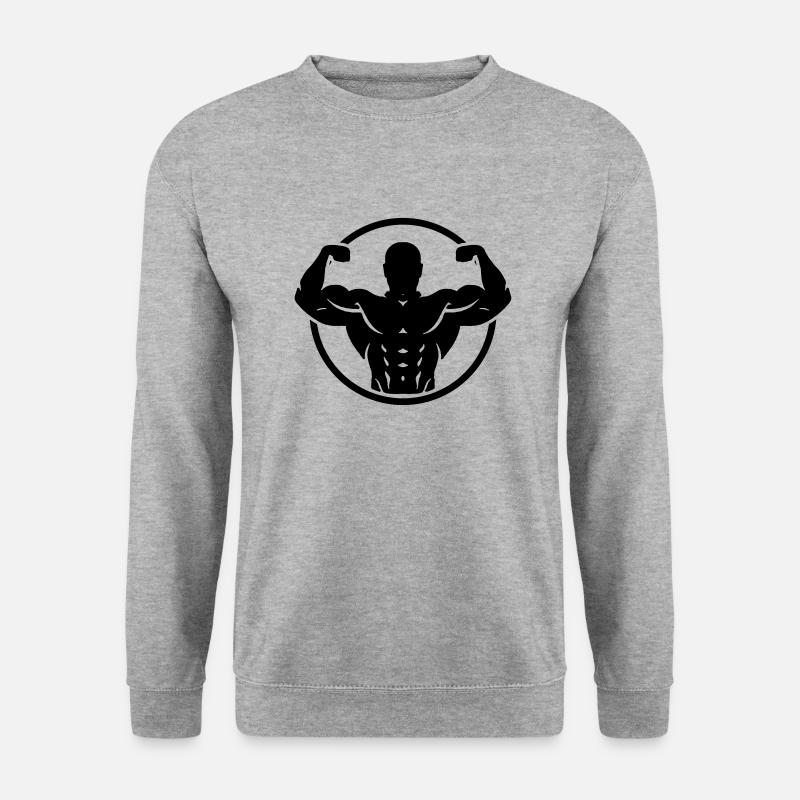 Bodybuilding Logo - Unisex Pullover - Weißgrau meliert