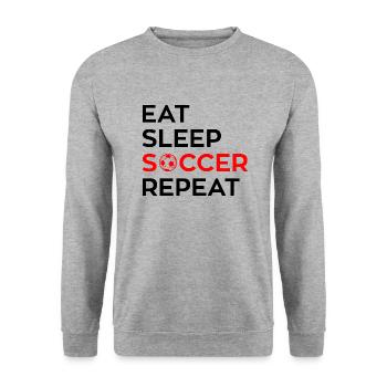 EAT - SLEEP - SOCCER - Repeat - Unisex Pullover - Weißgrau meliert - Vorne - Alina (178cm) & Michal (187cm)