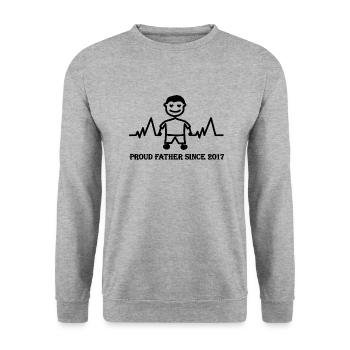 Proud father of a boy since 2017 - Unisex Sweatshirt - salt & pepper - Front - Alina (178cm) & Michal (187cm)