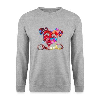 Chien chiot chien mignon Corgi aquarelle Art Cartoon Wof - Sweat-shirt Unisexe - gris chiné - Devant - Alina (178cm) & Michal (187cm)