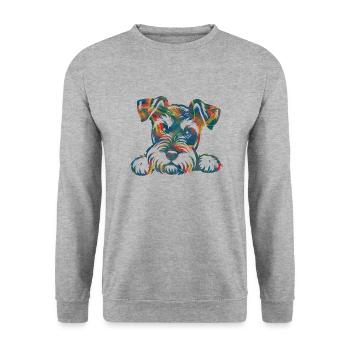 Chien chiot chien mignon Corgi aquarelle Art Cartoon Wof - Sweat-shirt Unisexe - gris chiné - Devant - Alina (178cm) & Michal (187cm)