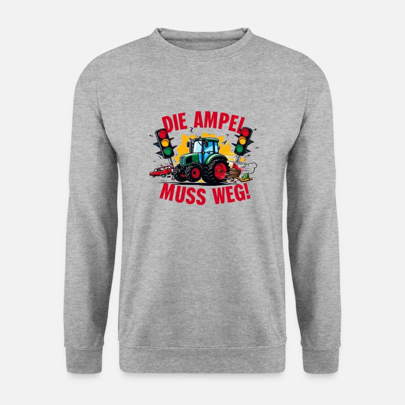 Traktor rammt Ampel Die Ampel muss weg! - Unisex Pullover - Weißgrau meliert
