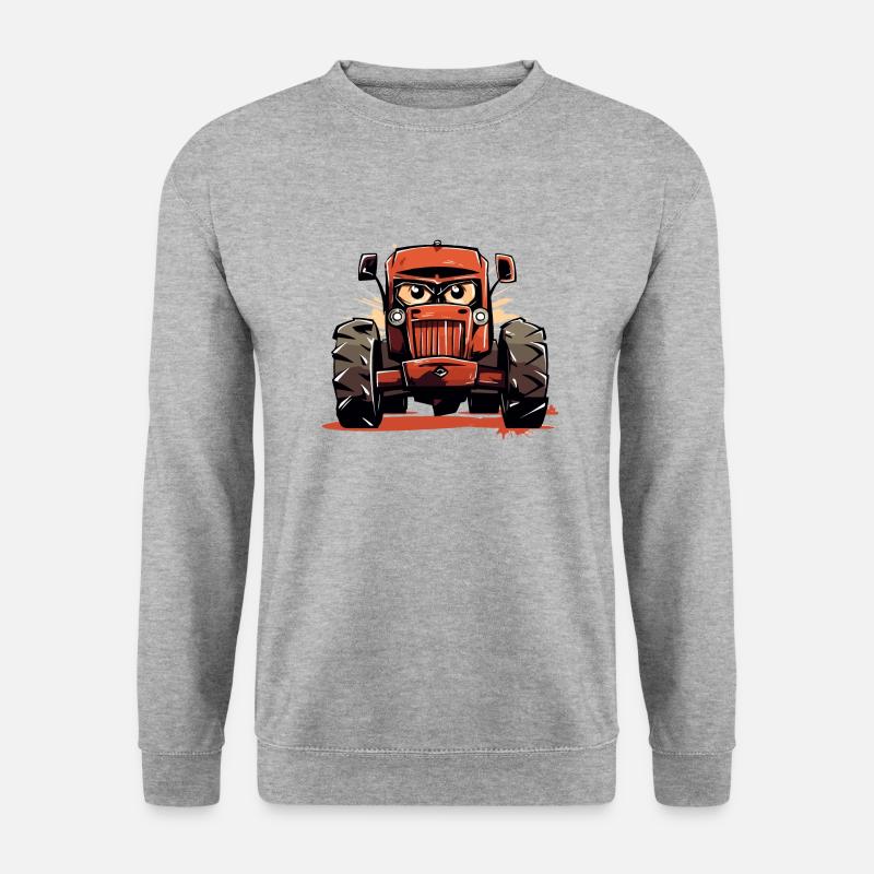 Wütender Traktor Nr. 2 - Unisex Pullover - Weißgrau meliert