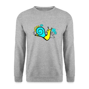 Schnecke - Unisex Pullover - Weißgrau meliert - Vorne - Alina (178cm) & Michal (187cm)