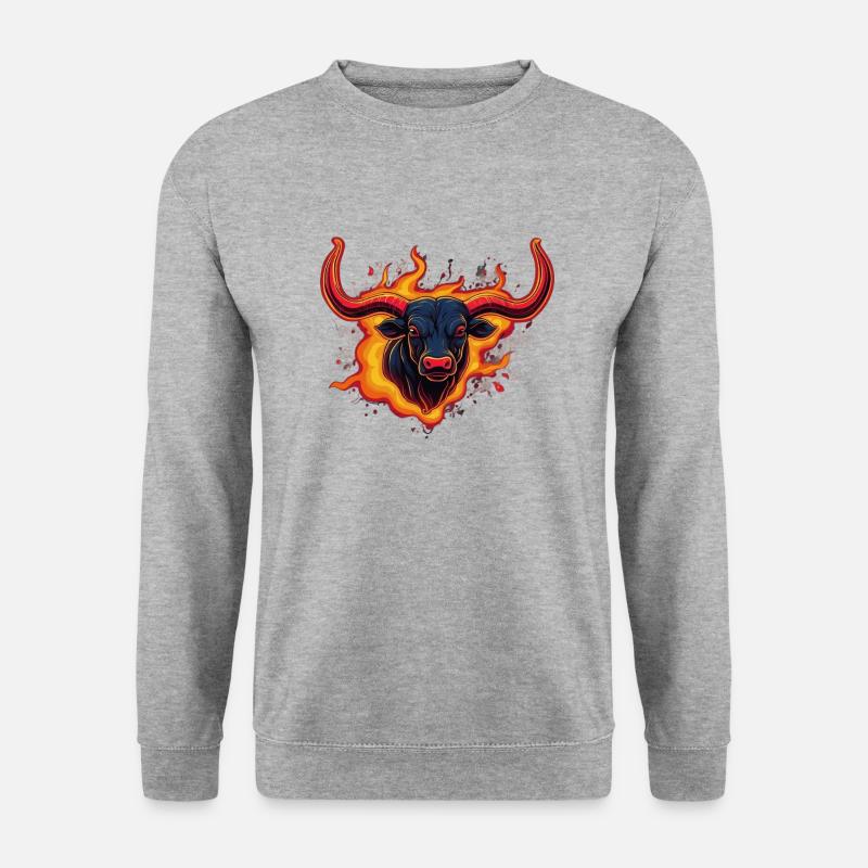 Fiery Bull” - Unisex Pullover - Weißgrau meliert