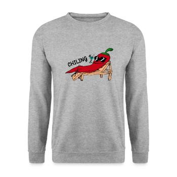 Lustiges Bild Witzig Humor Geschenkidee - Unisex Pullover - Weißgrau meliert - Vorne - Alina (178cm) & Michal (187cm)