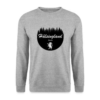 Hälsingland Sweden Stickers Holiday Bock - Unisex Sweatshirt - salt & pepper - Front - Alina (178cm) & Michal (187cm)
