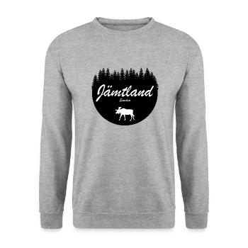 Jämtland Schweden Aufkleber Urlaub Elch Norden - Unisex Pullover - Weißgrau meliert - Vorne - Alina (178cm) & Michal (187cm)