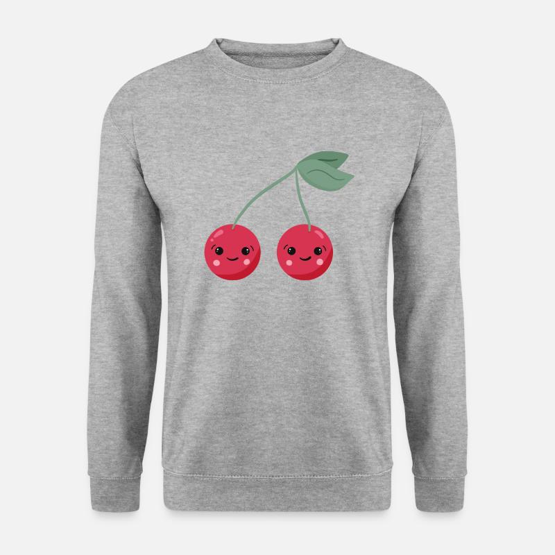 Kirschen - Unisex Pullover - Weißgrau meliert