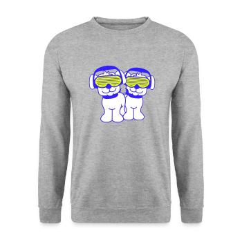 2 Cool Mignon DJ Chien Pet Chiot Musique de fête - Sweat-shirt Unisexe - gris chiné - Devant - Alina (178cm) & Michal (187cm)