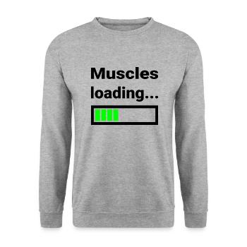 Funny Design for Sports Muscles Loading Bar Joke - Unisex Sweatshirt - salt & pepper - Front - Alina (178cm) & Michal (187cm)