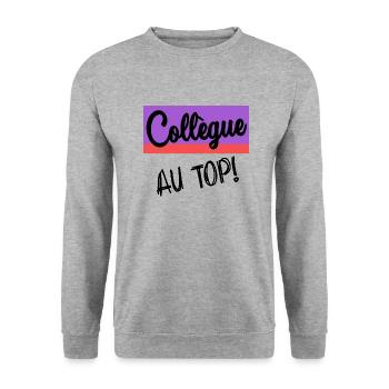 COLLEAGUE. START. EMPLOYMENT. HUMOR. MANAGER. CHIEF - Unisex Sweatshirt - salt & pepper - Front - Alina (178cm) & Michal (187cm)