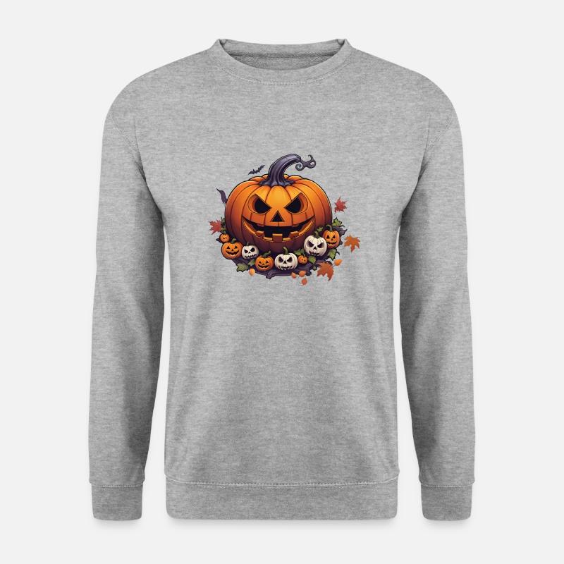Halloween Kürbis - Unisex Pullover - Weißgrau meliert