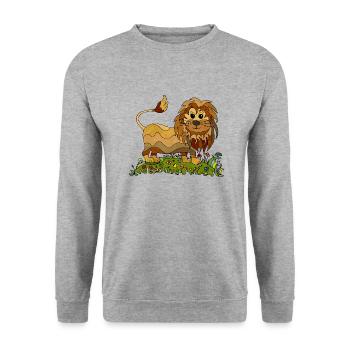 Lion - Unisex Sweatshirt - salt & pepper - Front - Alina (178cm) & Michal (187cm)