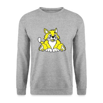 chat assis mignon heureux gros chaton - Sweat-shirt Unisexe - gris chiné - Devant - Alina (178cm) & Michal (187cm)