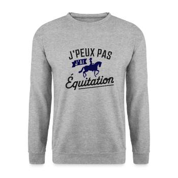Ich kann nicht reiten - Unisex Pullover - Weißgrau meliert - Vorne - Alina (178cm) & Michal (187cm)