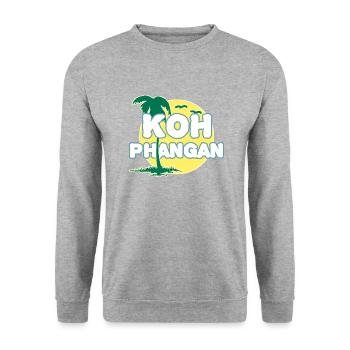 Vollmond Palme K8h Phangan - Unisex Pullover - Weißgrau meliert - Vorne - Alina (178cm) & Michal (187cm)