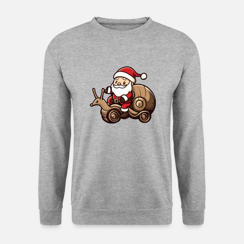 Schnecke Weihnachtsmann Cartoon - Unisex Pullover - Weißgrau meliert