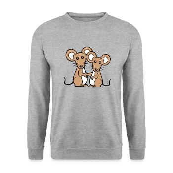 2 Mäuse Paar Zwei Verliebt Valentinstag Frau Mann - Unisex Pullover - Weißgrau meliert - Vorne - Alina (178cm) & Michal (187cm)