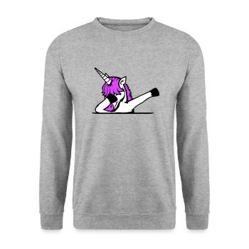 Licorne Dabbing Dab Danse Soirée Pose Geste Drôle - Sweat-shirt Unisexe - gris chiné - Devant - Alina (178cm) & Michal (187cm)