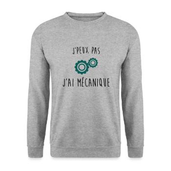 j'peux pas j'ai mecanique - Sweat-shirt Unisexe - gris chiné - Devant - Alina (178cm) & Michal (187cm)