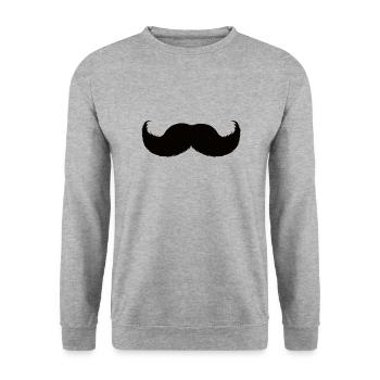Schnurrbart - Unisex Pullover - Weißgrau meliert - Vorne - Alina (178cm) & Michal (187cm)