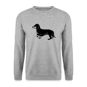 dackel hund - Unisex Pullover - Weißgrau meliert - Vorne - Alina (178cm) & Michal (187cm)