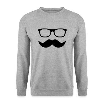 moustache - Sweat-shirt Unisexe - gris chiné - Devant - Alina (178cm) & Michal (187cm)