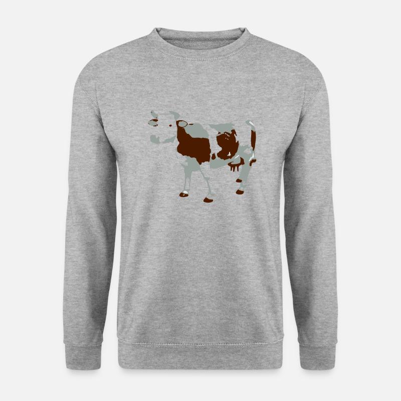 Kuh - Unisex Pullover - Weißgrau meliert