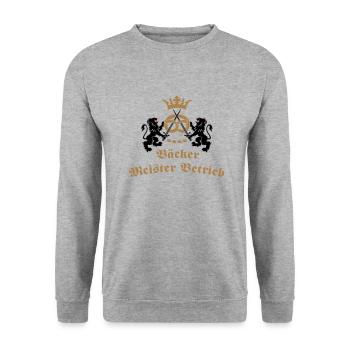 Bäcker Meisterbetrieb Zunftzeichen Zunf - Unisex Pullover - Weißgrau meliert - Vorne - Alina (178cm) & Michal (187cm)