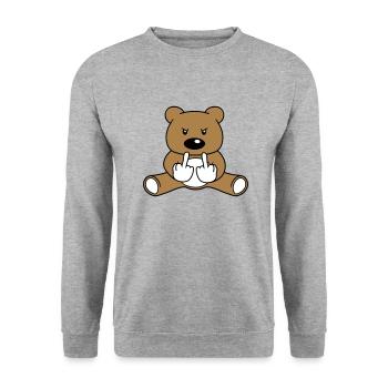 boese gemein beleidigung wichser fuck you off mitt - Unisex Pullover - Weißgrau meliert - Vorne - Alina (178cm) & Michal (187cm)