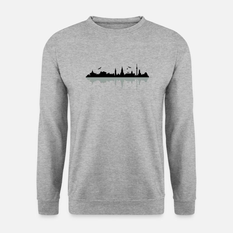 Skyline Kiel - Unisex Pullover - Weißgrau meliert