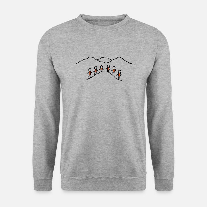 6 Männchen wandern - V2 - Unisex Pullover - Weißgrau meliert