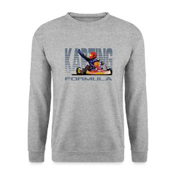 Kart fahren - Unisex Pullover - Weißgrau meliert - Vorne - Alina (178cm) & Michal (187cm)