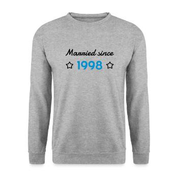 1998 - Birthday Wedding - Marriage - Love - Wife - Unisex Sweatshirt - salt & pepper - Front - Alina (178cm) & Michal (187cm)
