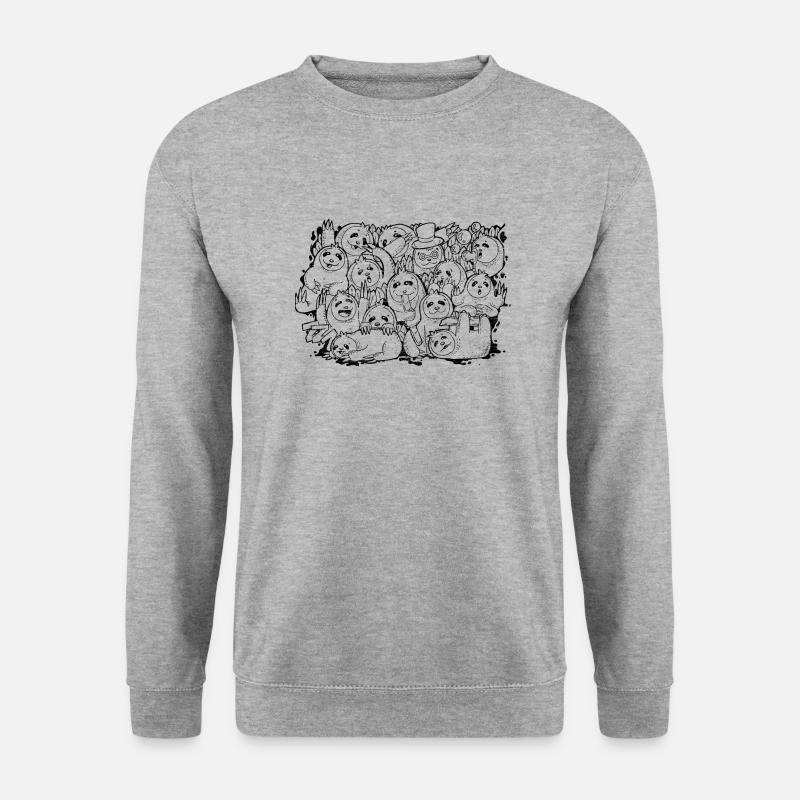 Funny, Crazy, Cute Sloth Doodle - Unisex Pullover - Weißgrau meliert