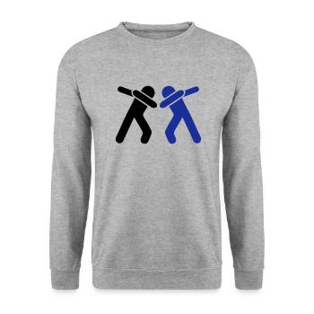 dabbing team man - Unisex Pullover - Weißgrau meliert - Vorne - Alina (178cm) & Michal (187cm)