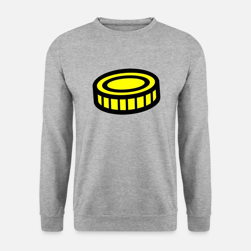 Münze Design - Unisex Pullover - Weißgrau meliert