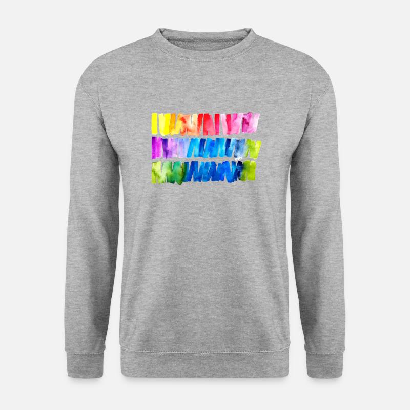 Aquarell Regenbogen Flagge Banner - Unisex Pullover - Weißgrau meliert